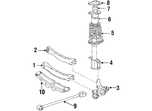 1991 Toyota Camry Rear Suspension Components Diagram 2 - Thumbnail