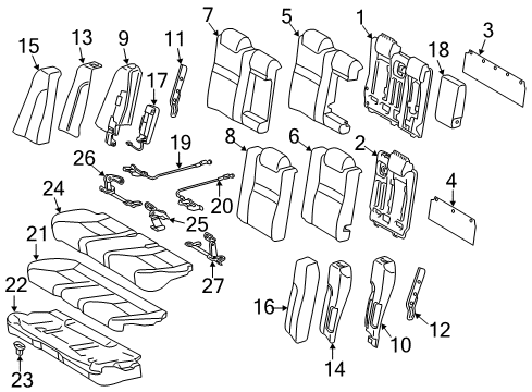 2012 Toyota Camry Rear Seat Components Diagram
