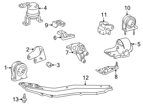 2000 Toyota RAV4 Engine & Trans Mounting Diagram