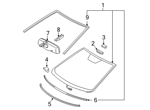 2010 Toyota Camry Glass - Windshield Diagram