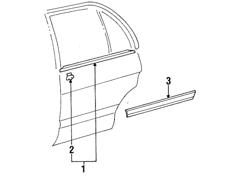 1996 Toyota Tercel Exterior Trim - Rear Door Diagram