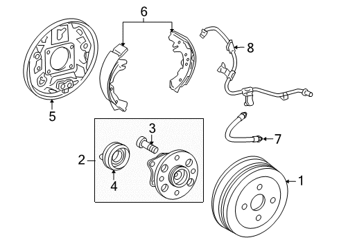 2010 Scion xD Drum Brake Components - Rear Diagram
