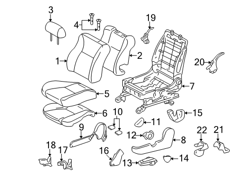 2005 Toyota Matrix Front Seat Components Diagram 2 - Thumbnail