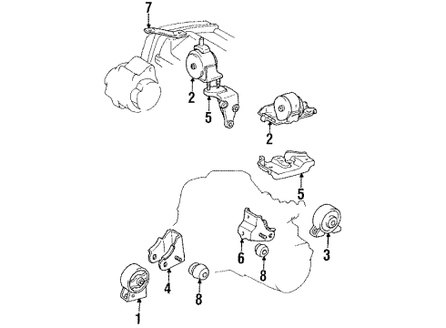 1991 Toyota Celica Engine & Trans Mounting Diagram