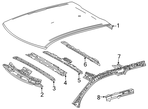 2025 Toyota Tacoma Rail Sub-Assembly, Roof Side, Inner Driver Side Diagram for 61204-AK010