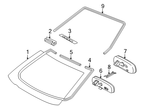 2006 Toyota Prius Glass - Windshield Diagram