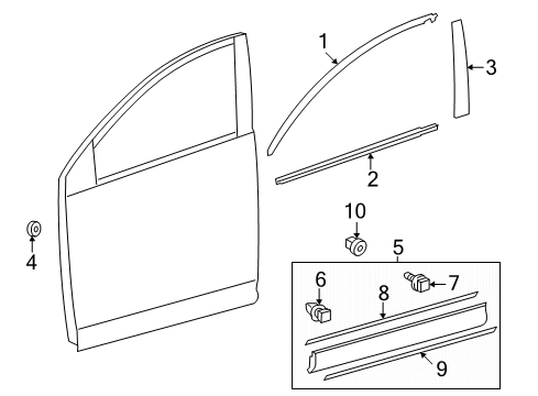 2016 Toyota RAV4 Exterior Trim - Front Door Diagram