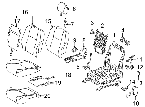 2019 Toyota Tacoma Passenger Seat Components Diagram