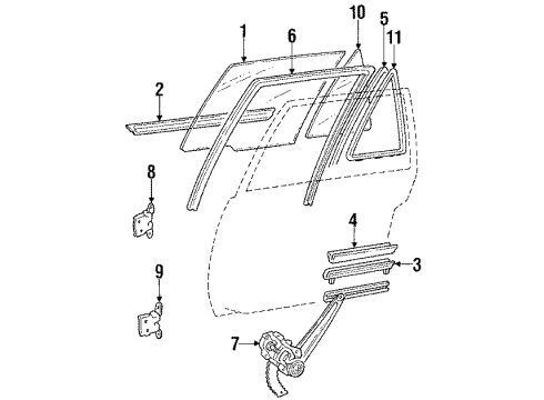 1985 Toyota Corolla Glass - Rear Door Diagram 2 - Thumbnail