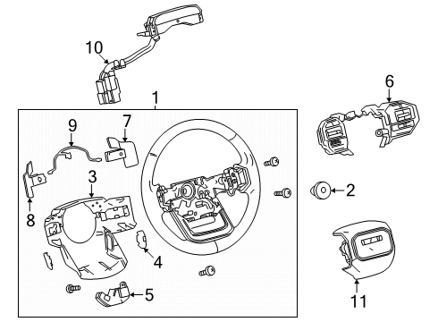 2025 Toyota Land Cruiser Steering Wheel & Trim Diagram