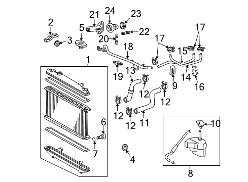 2002 Toyota Highlander By-Pass Hose Retainer Diagram for 90464-00558