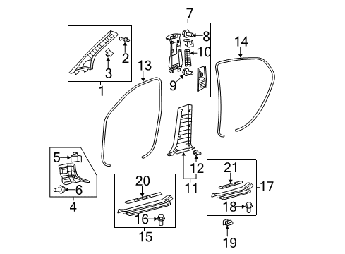 2012 Toyota Avalon Interior Trim - Pillars Diagram