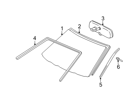 2000 Toyota Sienna Glass - Windshield Diagram