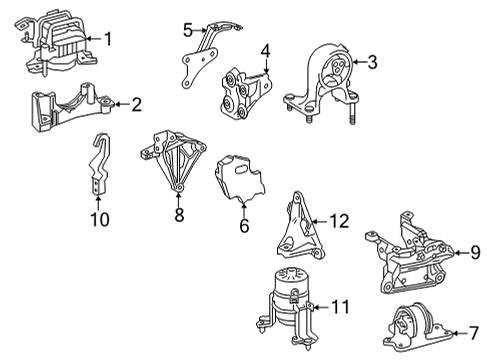 2021 Toyota Camry Transmission Mount Bracket, Front Diagram for 12311-F0010