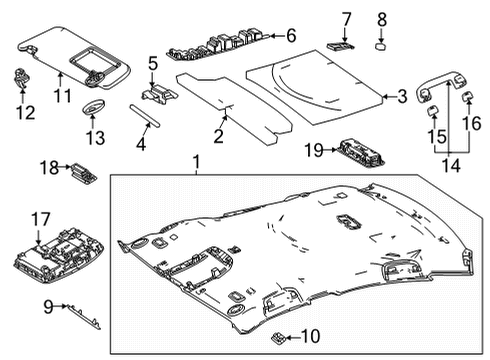 2025 Toyota Mirai Interior Trim - Roof Diagram