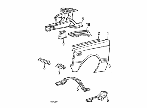 1984 Toyota Starlet Skirt, Driver Side Diagram for 53876-10011