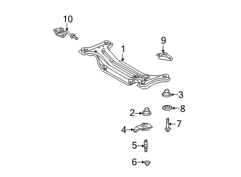 2003 Toyota Highlander Suspension Crossmember Stopper, Lower Passenger Side Diagram for 52203-0E010
