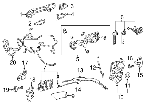 2022 Toyota Avalon Front Door - Lock & Hardware Diagram