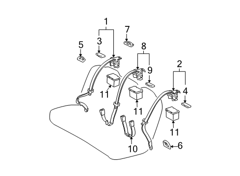 2010 Toyota Avalon Rear Seat Belts Diagram