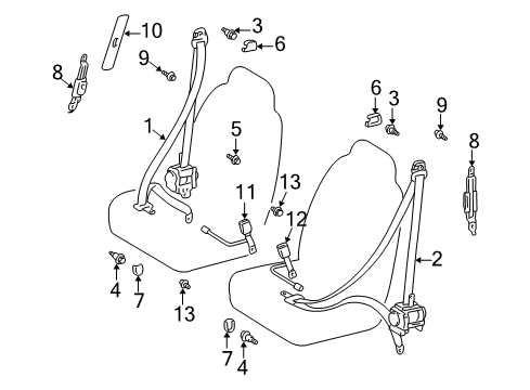2004 Scion xA Front Seat Belts Diagram