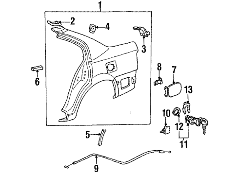 1997 Toyota Tercel Quarter Panel & Components Diagram