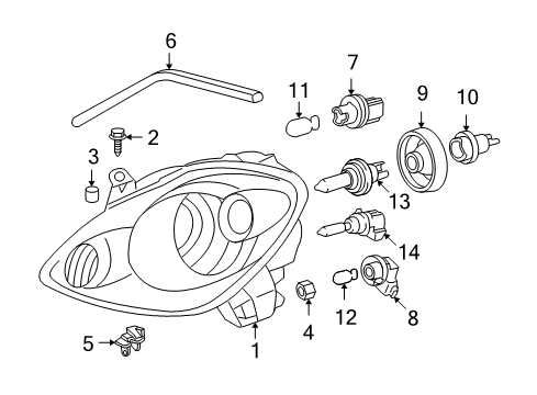 2003 Toyota MR2 Spyder Marker Lamp Bulb Socket Diagram for 90075-60021