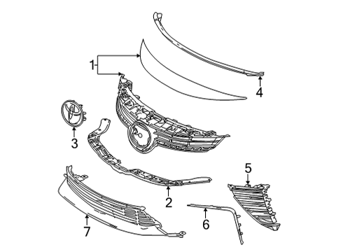 2020 Toyota Mirai Grille & Components Diagram