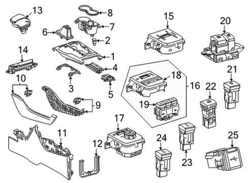 2025 Toyota Highlander Center Console Diagram