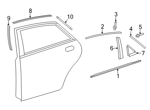2016 Toyota Avalon Exterior Trim - Rear Door Diagram