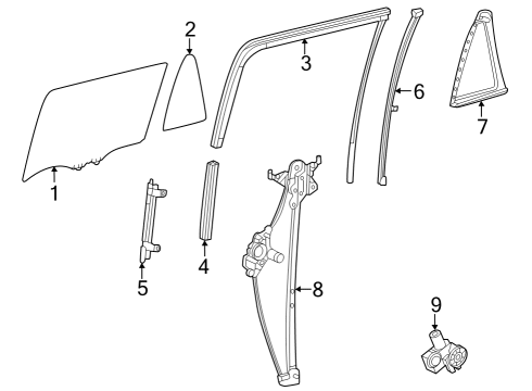 2025 Toyota Sequoia Glass - Rear Door Diagram