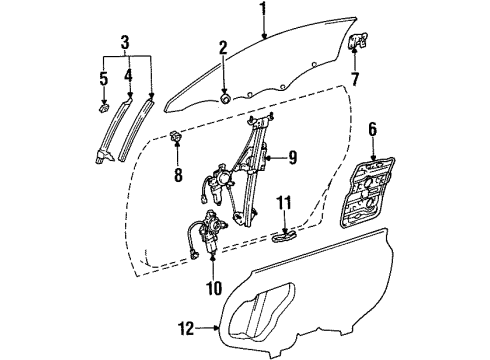 1997 Toyota Supra Glass - Door Diagram