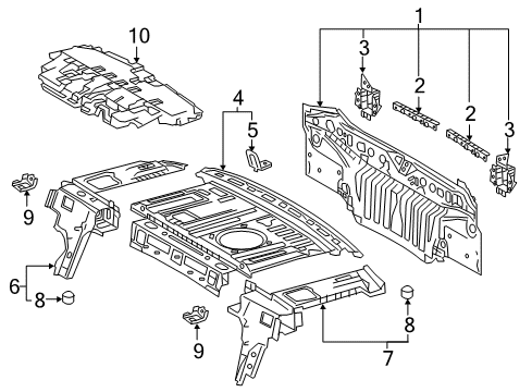 2018 Toyota Camry Package Tray Support Grommet Diagram for 90541-11010