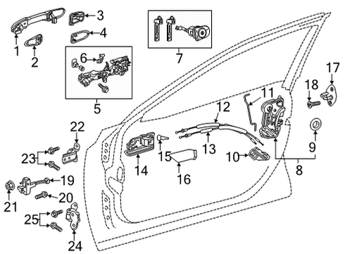 2025 Toyota Highlander Front Door - Lock & Hardware Diagram