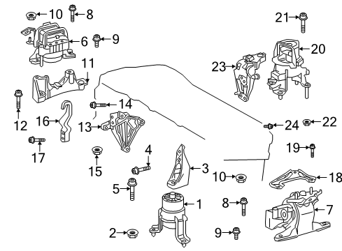 2021 Toyota Avalon Engine & Trans Mounting Diagram
