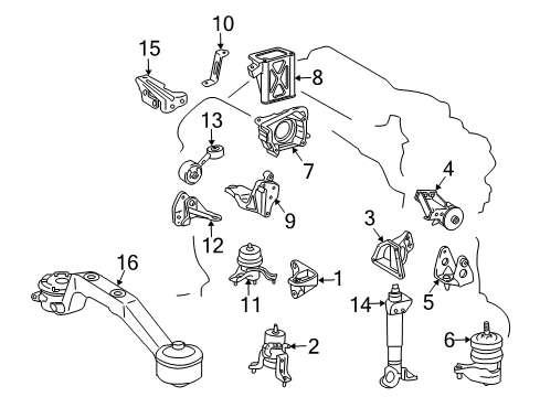2010 Toyota Highlander Mount Bracket, Passenger Side Diagram for 12316-20040