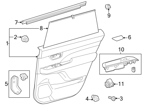2025 Toyota Grand Highlander Interior Trim - Rear Door Diagram