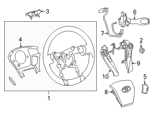 2012 Toyota Prius V Steering Wheel & Trim Diagram