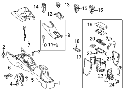 2014 Toyota Prius C Console Panel Front Clip Diagram for 90468-05138
