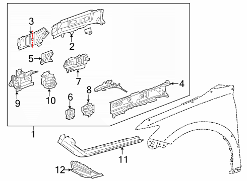 2019 Toyota Camry Structural Components & Rails Diagram 4 - Thumbnail
