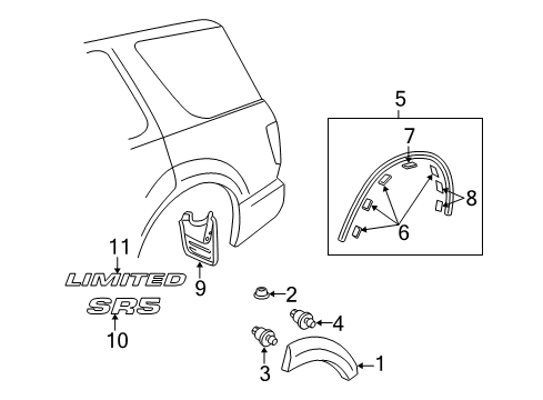 2002 Toyota Sequoia Exterior Trim - Quarter Panel Diagram