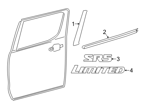 2019 Toyota Tacoma Exterior Trim - Rear Door Diagram