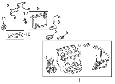 2019 Toyota Tundra A/C Evaporator & Heater Components Diagram