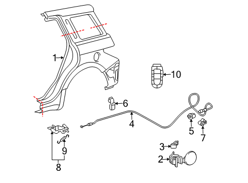 2004 Scion xA Fuel Door Diagram