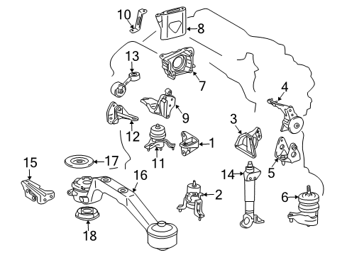 2006 Toyota Highlander Transmission Support Stopper, Lower Diagram for 41654-48010