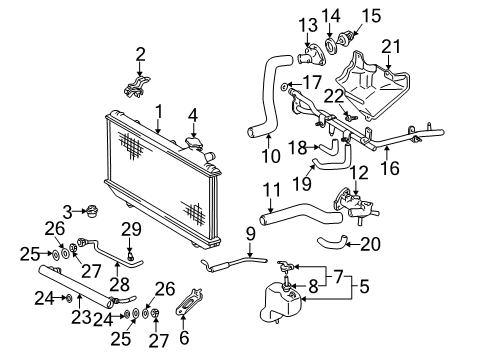 2000 Toyota RAV4 Radiator & Components Diagram