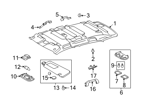 2010 Scion xD Interior Trim - Roof Diagram