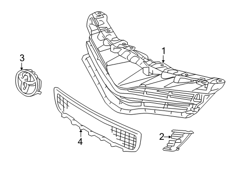2014 Toyota Yaris Grille & Components Diagram 3 - Thumbnail