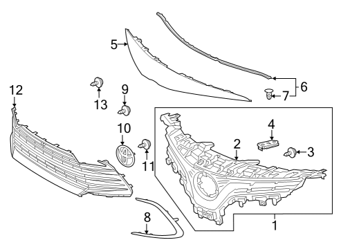 2021 Toyota Camry Grille & Components Diagram 4 - Thumbnail