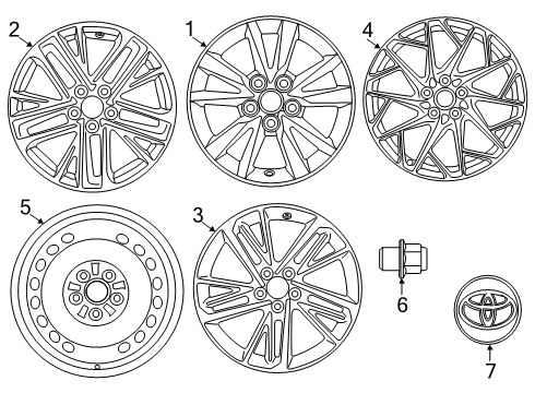 2025 Toyota Camry Wheel Covers & Trim Diagram
