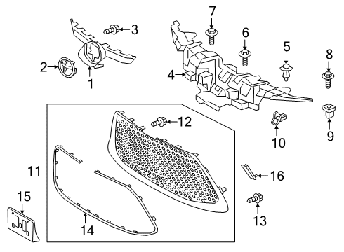 2020 Toyota Corolla Grille & Components Diagram